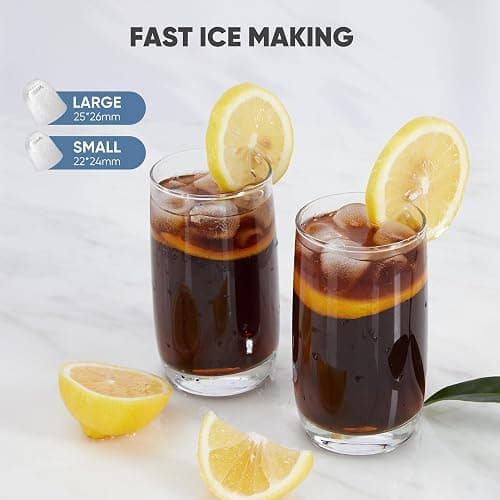 ⭐️DUMOS Countertop Ice Maker, Portable 1.5L Ice Machine with Self-Cleaning, 26.5lbs/24H Fast Ice Making, 9 Bullet Ice Cubes in 6 Mins, 2 Size Options, Quiet Compact Ice Maker, Bright White thumbnail 4
