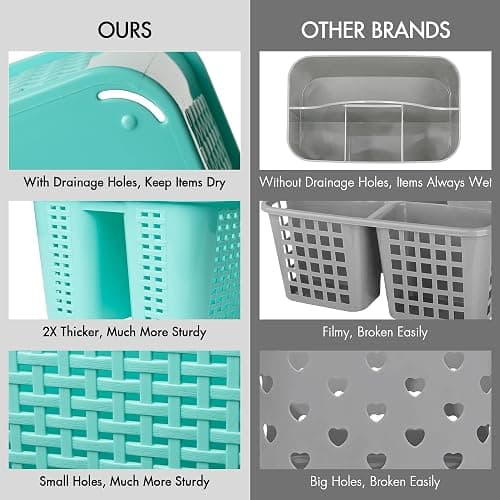 Tiawudi Portable Shower Caddy, Caddy Organizer with Handle, Plastic Shower Basket Hold Soap, Shampoo, Hair Supplies and Beauty Products, Cleaning Supplies Organizer for Home, Dorm, Shelf and Cabinet thumbnail 5