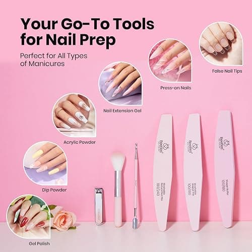 Beetles Nail Prep Kit Nail Dehydrator and Primer Cuticle Oil Cuticle Remover 4PCS 7.5ML Nails Care Tool Kit with Cuticles Pusher Nails Files Clippers Dust Brush 6PCS Manicure Tools for Gel Polish thumbnail 3