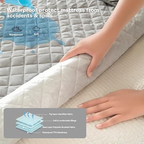 Full Size Fitted Waterproof Mattress Protector - 17" Deep Mattress Fit, Dorm Essential for Apartments,College Students(Guys/Girls), Kids & Singles, Washable for Home, Bedroom (54"x75") thumbnail 2