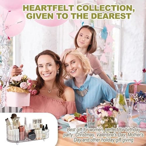 BULLA Makeup Organiser, 360 Rotating Makeup Organiser, Rotating Compartment 2 In 1 Cosmetic Storage, Makeup Organizer Storage Is Perfect for Dresser, Bathroom, Bedroom (Crystal Clear) thumbnail 7