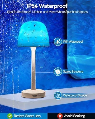 Rechargeable Shower Lamp Waterproof for Inside Shower-Bathroom Lamp Color Changing Ocean Wave Projector Light Water Proof,Shower Lighting Led Water Ripple Lights Ocean Lamps Bath Tub Relaxing thumbnail 3
