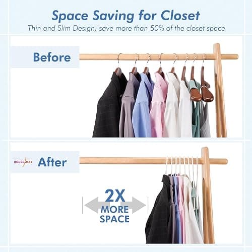 HOUSE DAY White Plastic Hangers 50 Pack, Plastic Clothes Hangers with Built-in Hooks, Durable and Strong Plastic Coat Hangers for Closet, Space Saving Clothing Hanger for Shirts, Coats, Skirt, Dress thumbnail 3