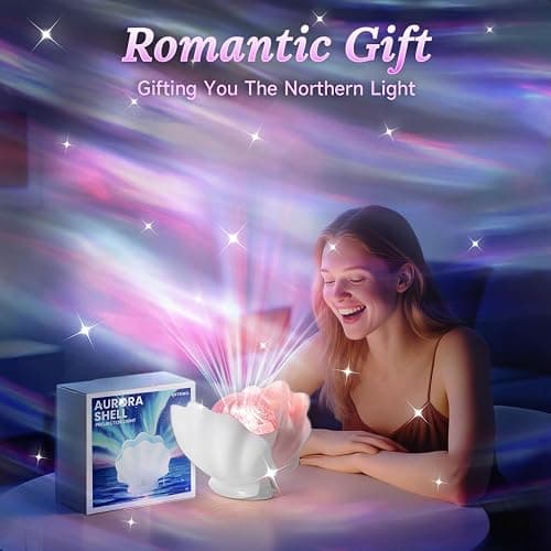 GLACIER GIFT Northern Lights Projector, Shell Night Light Built for Bedroom Nebula Lamp, Kids Dorm Decor, Cute Room Decor Aesthetic, Christmas Gifts for Teens thumbnail 7