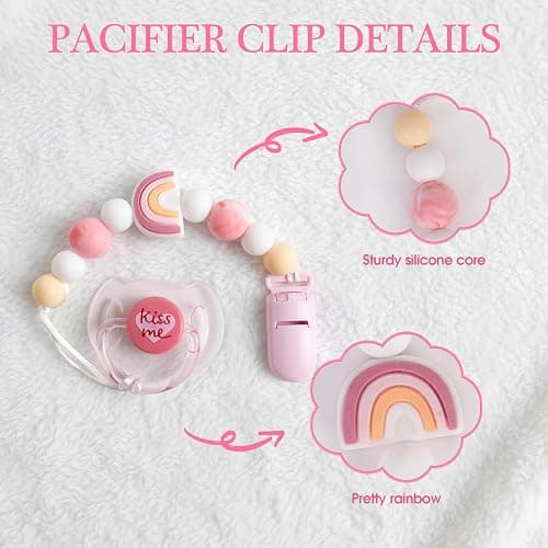 Aori Magnetic Pacifier with Pacifier Clips for Reborn Baby Dolls, Pink Reborn Babies Accessories Set for Kids thumbnail 3