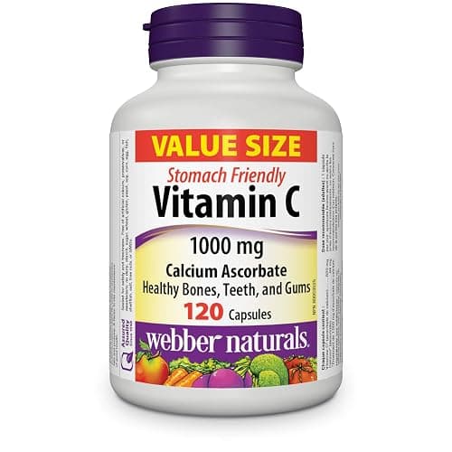 Webber Naturals Vitamin C Stomach Friendly 1000 mg, 120 Capsules, For Bones, Teeth, Immune and Antioxidant Health - Image 1