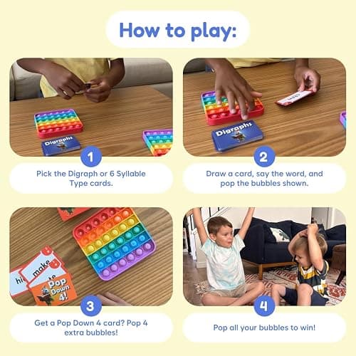 THE FIDGET GAME Science of Reading Flash Cards & Popping Mats - Master Digraphs & Syllables - Engaging Educational Kit for Dyslexia & Young Readers, Grades 1-3 thumbnail 5