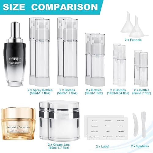 18 Pack Bubimon Airless Pump Jars, 1.7/1/0.7/0.34oz Cosmetic Containers, Leak Proof Refillable jar for Toiletries, Cream Lotion, Eye Cream, Liquid, Foundation, Shampoo (BPA Free) thumbnail 2