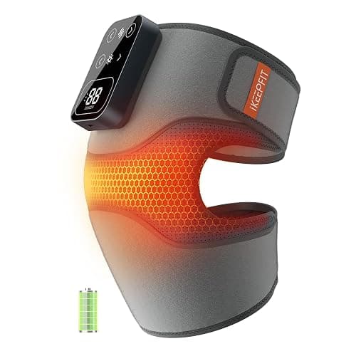 IKEEPFIT Cordless Knee Massager with Heat Vibration for Pain Relief, MAXwarm 4.0[2025 Upgraded] - Electric Heated Knee Brace with 5 Heat Levels and 3 Massage Mode, Gifts for Men Women (Grey, Single) - Image 1