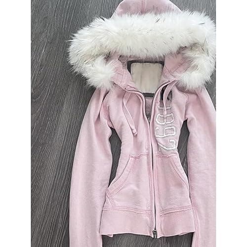 RICHTRUE Y2k Fur Zip Up Hoodie Women Teen Girls 2000s Preppy Clothes Grunge Vintage Sweatshirt Fall Winter Streetwear Jacket thumbnail 4