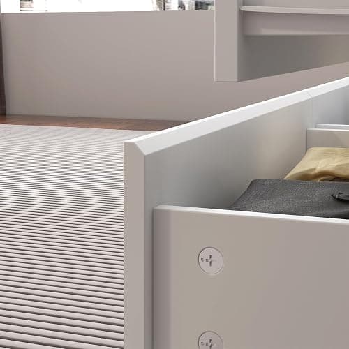 Hitow 9 Drawer Dresser for Bedroom with Deep Drawers, Large Floor Wood Dressers & Chest of Drawers Handle Free, Modern White Long Dressers for Closet Living Room, Euro Slide (63"W x 15.7"D x 31.5"H) thumbnail 7