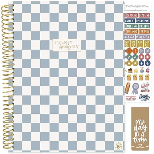 bloom daily planners 2026 Planner (January to December) - 8.5” x 11” Weekly & Monthly Dated Agenda Organizer Book with Stickers & Tabs - Flexible Soft Cover - Checkered - Image 1