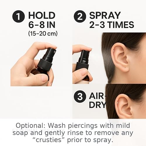 Wacan Tea Tree Piercing Spray for Bumps & Irritation, Alcohol-Free pH-Balanced Cleaner for Ear, Nose, Cartilage & Belly Button Piercings thumbnail 3