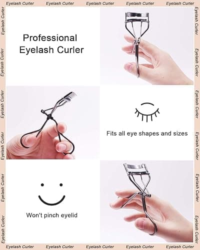TPPICK Eyelash Curler Kit Metal Lash Curlers with Eyelashes Separator Comb Tools & 6 Replacement Refill Pads (Black) - Black thumbnail 3