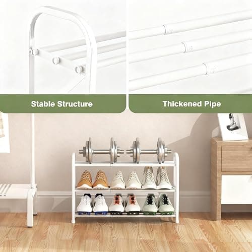 Atrastout 3-Tier Shoe Rack for Closet, 16"-32" Expandable Shoe Rack Adjustable for Entryway Closet Doorway Sturdy Metal, White thumbnail 5