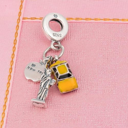 I Love Travel Theme Charm-925 Sterling Silver Airplane, Peace Bus, Train Express, France Effiel Tower Pendant Beads, fits European Holiday Charms Bracelet, Gifts for Mum/Sister/Friends/Wife Husband thumbnail 4