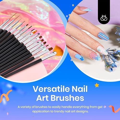 💜 31pcs Nail Art Brushes, Dotting Tools, Nail Art Pens, Dust Brush, Striping Liner Fingernail Drawing Pens with Palette Holder All in One for Starter Manicure Design Set thumbnail 6