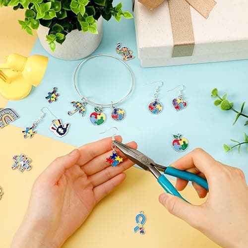 MARFOREVER 40Pcs/20 Pairs Autism Awareness Charms, Autism Charm for Jewelry Making, Autism Alloy Puzzle Pendants for Bracelet Necklace Earrings Making Accessories Autism Awareness Stuff thumbnail 2
