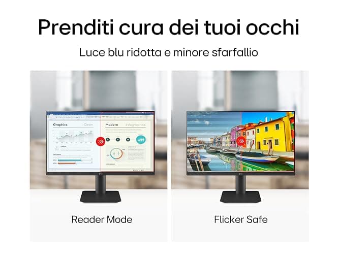 LG 27MS550 Monitor 27" Full HD IPS, Altezza Regolabile, Speaker Stereo 4W, 100Hz, 1920x1080, 2x HDMI, Uscita Cuffie, Schermo Antiriflesso, Reader Mode, Flicker Safe, Nero thumbnail 7