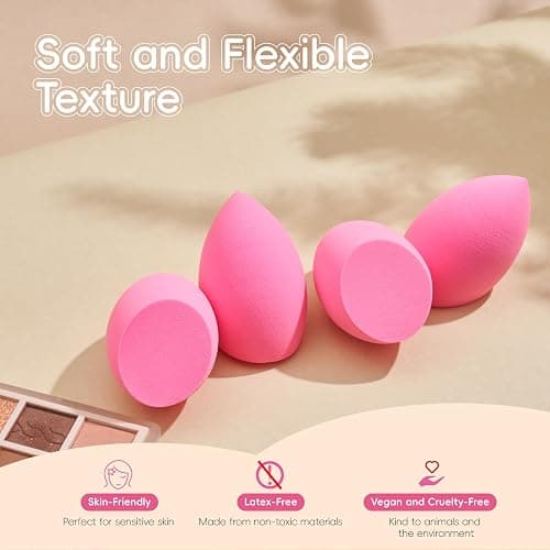 GWT Makeup Sponge Set, 6 Pcs Latex-Free Beauty Blender Sponges for Foundation, Liquid & Cream, Ultra-Soft Wonder Sponges, Multi-Angle Blending, Ideal Stocking Stuffers for Women thumbnail 7