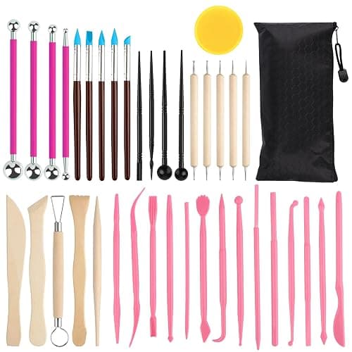 38pcs Outils kit poterie,Outils de Sculpture，Outil Sculpture Modelage, Outil Modelage Clay Sculpting Tools, Avec Sac Rangement，pour Céramique, Art Gaufrage, Menuiserie, Artiste DIY - Image 1