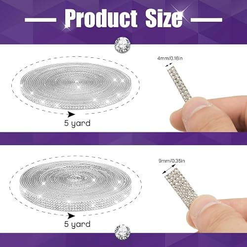 Frienda 2 Rolls 30 Ft Bling Car Trim Self Adhesive Glitter Crystal Rhinestone Car Interior Exterior Accessories Rhinestone Strips Diamond Stickers Roll for Women Auto Dashboard Diamond DIY Decor thumbnail 3