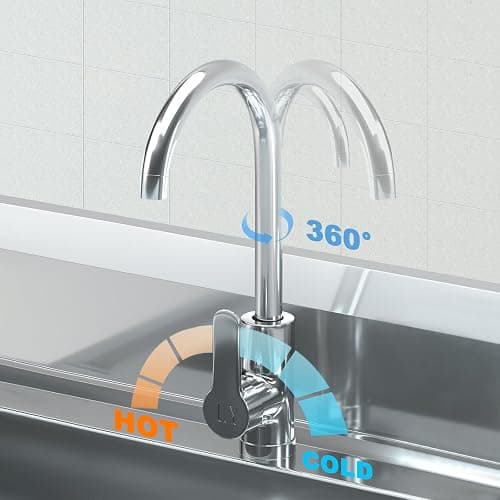 PurezmMoto Utility Sink Freestanding Single Bowl Laundry Sink with Hot and Cold Water Plumbing Workbench & Storage Stainless Steel Sink for Kitchen and Bathroom Farmhouse Style, 39Inch, Metallic Gray - 40" Stainless-Steel Sink thumbnail 4