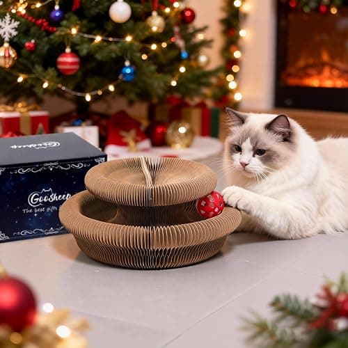Goosheep Accordion Magic Organ Cat Scratcher Toys for Indoor Cats - Cardboard Cat Scratching Board Ball Scratcher Pad 1 Pack thumbnail 5