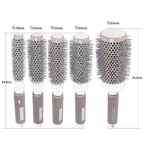 Round Brush Set for Blow Drying Curling, Professional Ceramic Ion Thermal Barrel Brush Leaves Hair Shiny Heat Styling Brush 5 Different Sizes Works Very Well with The Blow Dryer thumbnail 9