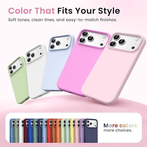 GONEZ Magnetic for iPhone 17 Pro Case, [Compatible with MagSafe] Anti-Scratch Microfiber Lining & Screen Protector, Silicone Camera Control, Shockproof Slim Phone Cover 6.3 inch, Pastel Pink thumbnail 7