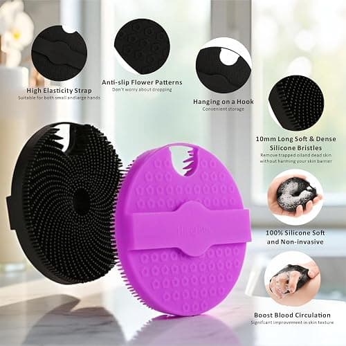 Silicone Body Scrubber, Gentle Exfoliating Body Scrubber for the Shower, Silicone Loofah with Easy-Lathering Bristles, Durable and More Hygienic Than Traditional thumbnail 6
