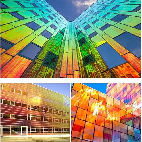 Holographic Decorative Iridescent Window Film Adhesive Glass Film Chameleon Rainbow Effect for Home Decal DIY Christmas Party Decoration, 35.4Inch x 10Feet, Warm Color thumbnail 5