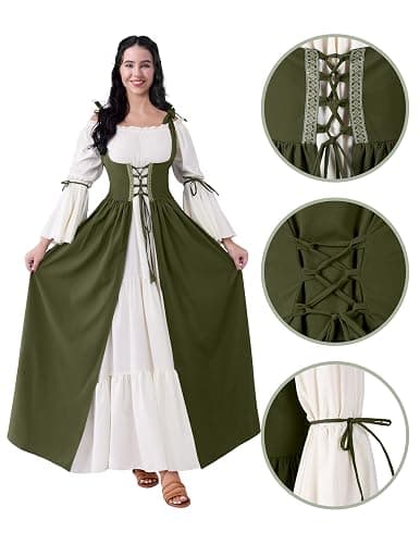 Spooktacular Creations Halloween Renaissance Costume Women, Renaissance Corset Dress, Plus Size Medieval Chemise for Cosplay thumbnail 5