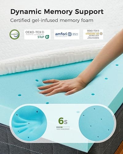 PERLECARE Twin XL Mattress Topper - 3 Inch Cooling Memory Foam Mattress Pad Made with CertiPUR-US® Certified Foam, Bed Topper with Bamboo Cover,Removable & Washable & Non-Slip, Oeko-Tex Certified thumbnail 4