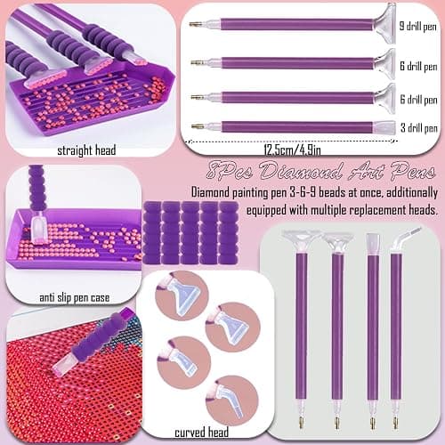NLXCXUCY 158pcs Diamond Art Accessories Kit All-Inclusive Diamond Painting Tool Set with A4 Diamond Painting Light Pad,Diamond Art Sealer Glue,Diamond Correction,Pens Storage Box for DIY Craft thumbnail 6