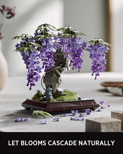 Nifeliz Wisteria Bonsai Tree Building Set for Adults, Botanical Plant Building Set, Flower Bonsai Model for Home Desk Decor, Gift for Plant Lovers (737 PCS, NF10372) thumbnail 3