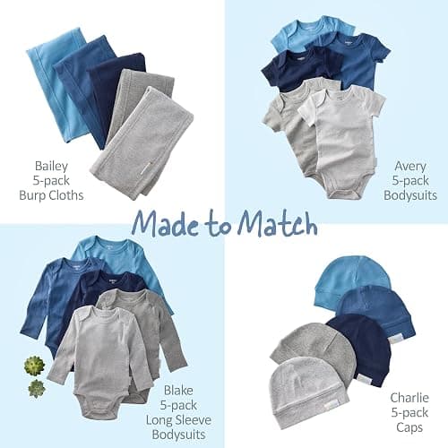 Charlie 5-Pack Baby Hats 100% Organic Cotton Baby Beanies for Newborn, Infant, and Baby Girls, Boys, Unisex thumbnail 4