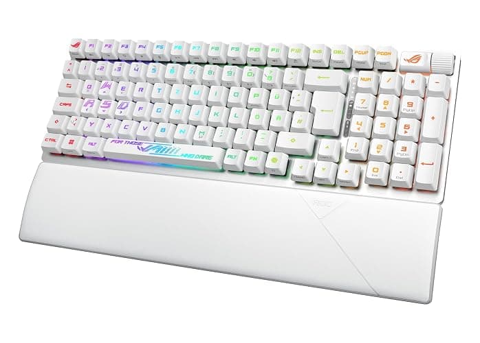 ASUS ROG Strix Scope II 96 RX Wireless White kabellose optische Gaming-Tastatur (Bluetooth, 2,4 GHz, kabelgebunden USB, Streaming-Hotkeys, ROG RX Optical Switches, ROG-Tastaturstabilisatoren, weiß) thumbnail 2