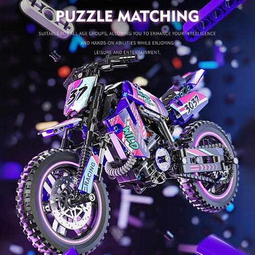 Mesiondy Pink Motorcycle Toy Building Blocks Set,Stem Bricks Sets,Toys Build A Model Motorcycle, (476 Pieces) for Boys Girls & Adults Kids Boys Ages 6 7 8 9 10 11 12+ (red) thumbnail 3
