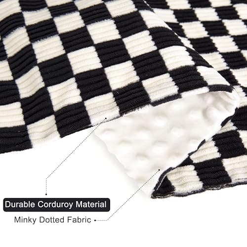 BEILIMU Baby Blanket for Boys Comfy Durable Corduroy Toddler Blanket with Double Layer Dotted Backing Checkerboard Grid Chessboard Gingham Warmer Bed Blankets for Newborn Infants Black, 30x40 Inches thumbnail 3