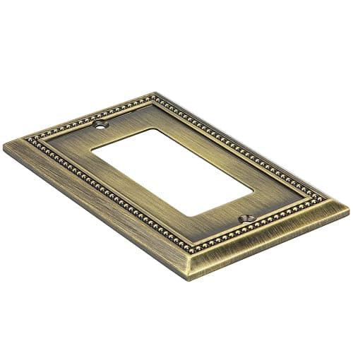 Henne Bery Sunken Pearls Heavy Duty Decorative Wall Plate Switch Plate Outlet Cover (Single Decorator, 2 Pack, Antique Brass) thumbnail 4