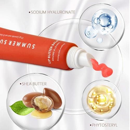 Summer Lip Balm, 4 Color Glossy Moisturizing Lip Balm - Instant Moisture and Hydration Gloss/Natural Plumping Lip thumbnail 5