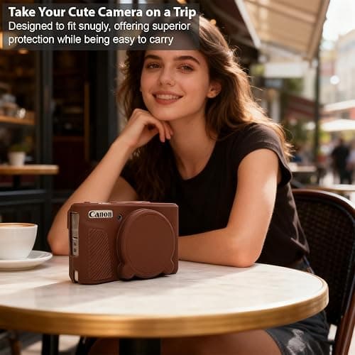 Frevyve Case for Canon PowerShot SX740 HS, SX730 HS Camera, Soft Silicone Protective Case, Slim Fit Sleeve with Removable Lens Cover and Screen Protector Accessories, Anti-Scratch (Dark Brown) thumbnail 3