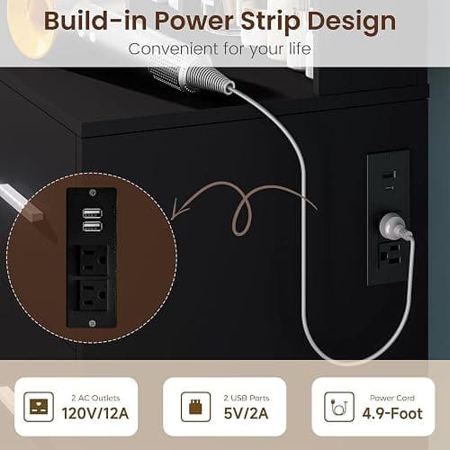 DINGIPP Vanity Desk with Lighted Mirror and Charging Station, Makeup Vanity with 4 Drawers & Storage Shelves,Makeup Desk 3 Color Lights Modes Available, Bedroom Dressing Table for Women, Girls thumbnail 7