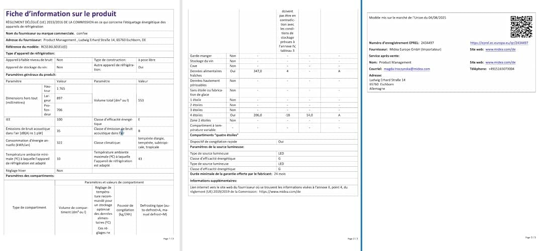 Comfee RCS536LS01EU(E) Réfrigérateur Combiné No Frost De 553 Litres, 347 L Pour Le Réfrigérateur + 206 L Pour Le Congélateur, Double Porte, Sans Givre, Efficace, Spacieux Pour La Famille, Blanc thumbnail 10
