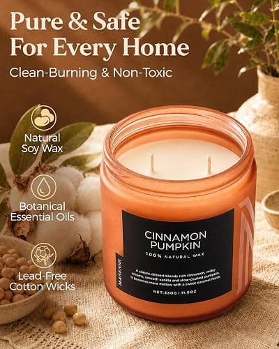 M&Sense Scented Candles Cinnamon Pumpkin Non Toxic Fall Aromatherapy | 11.6Oz Natural Soy Wax 70H Classic Pumpkin Spice Creamy Sweetness Fall Candles for Halloween Party Autumn Table Centerpiece thumbnail 3