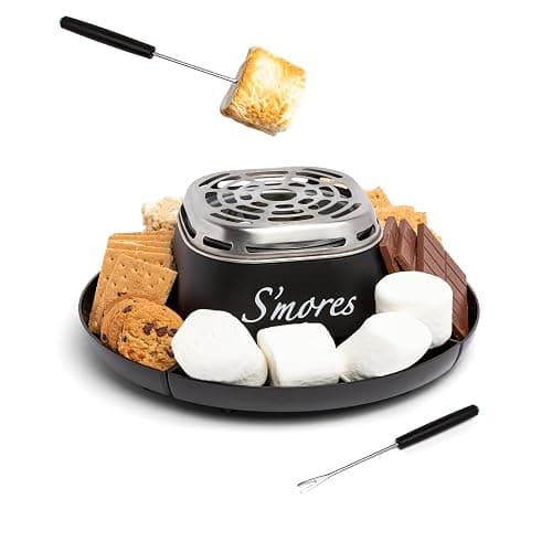 Nostalgia Tabletop Indoor Electric S'mores Maker - Smores Kit With Marshmallow Roasting Sticks and 4 Trays for Graham Crackers, Chocolate, and Marshmallows - Movie Night Supplies - Black - Image 1