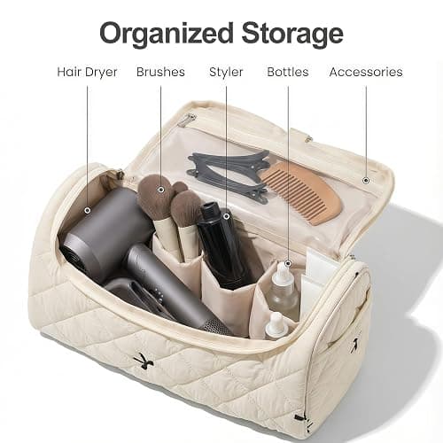 idoltimes Quilted Hair Tools Travel Bag, Cute Portable Organizer Case with Hanging Hook, Compatible with Dyson Airwrap Styler,Hair Curler Accessories thumbnail 3