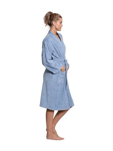 Turkuoise Soft & Absorbent Towel Robe, 100% Cotton Turkish Terry Cloth Kimono Bathrobes for Women thumbnail 4