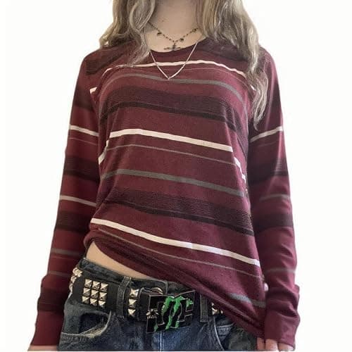 Kodaruber Y2k Grunge Graphic Tees for Women Teen Girls Vintage Goth Aesthetic Baggy Shirts 2000s Emo Tops Fall Clothes - Image 1